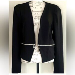 Philosophy moto-style black cropped jacket with zippers - M